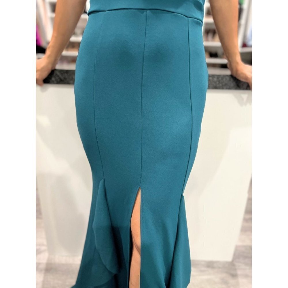 NWT Symphony Teal Green Ruffled Strapless Formal Gown $178 - Picture 4 of 11